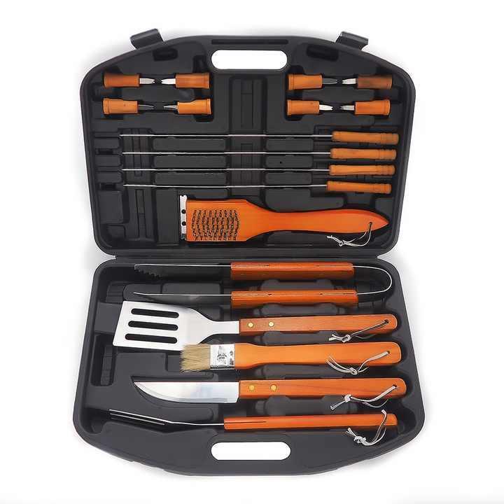 18 Pcs Stainless Steel BBQ Accessories Tool for Stainless-steel BBQ Grill Tool Set with Knife Brush!