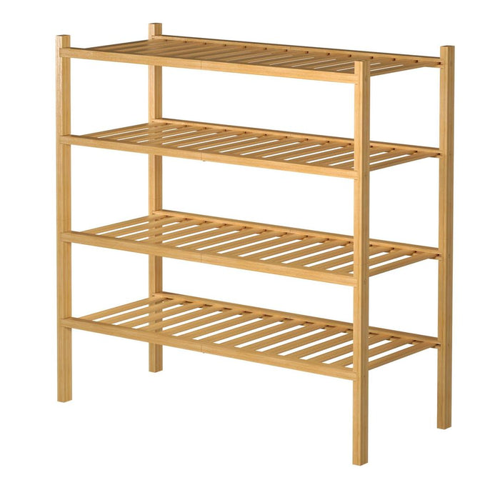 4-Tier Free Standing Stackable Bamboo Shoe Rack – Space-Saving, Durable, Eco-Friendly Shoe Organizer for Entryway, Bathroom, or Closet!