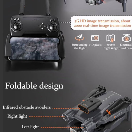 P12 Drone Camera I GPS-Assisted Hover I LED lights illuminate low-light I Foldable & Compact