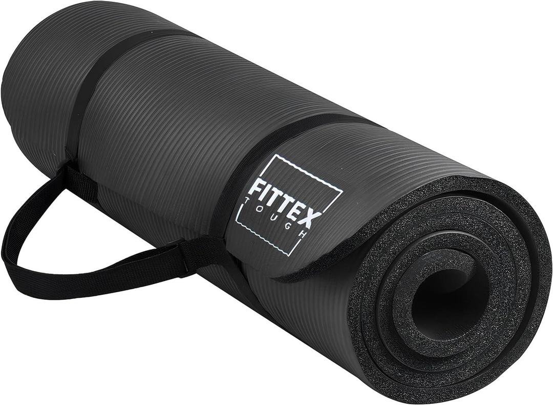 Yoga Mat With Carry Strap, 188 x 61 x 1cm, Made of Durable Non-slip 10mm Thick Material,  Extra Thick Yoga Mat with Carry Strap - 188 x 61 x 1cm, Non-Slip, Durable 10mm Thick Material, Ideal for Yoga, Pilates, and Fitness - Black, Grey,Blue