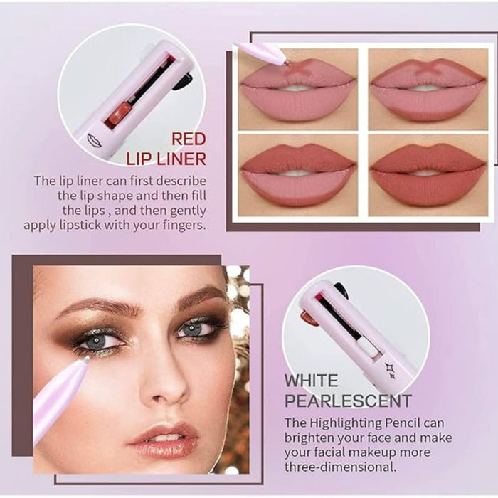 4-in-1 Makeup Pen I Multifunctional Makeup Pencil I Highlighter Pen , Eye Liner, Brow Liner, Lip Liner