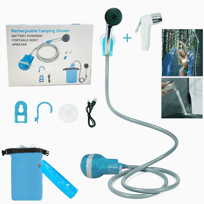 Portable Shower I Foldable Bucket Kit For Travel and Camping I Handheld Rechargeable Shower