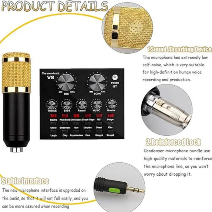 Condenser Microphone Kit with Live Sound Card I Perfect for project , home-studio applications