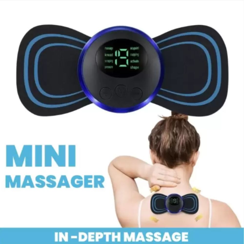 Electric Mini Neck Massager I Portable Gel Pad Stickers Slim