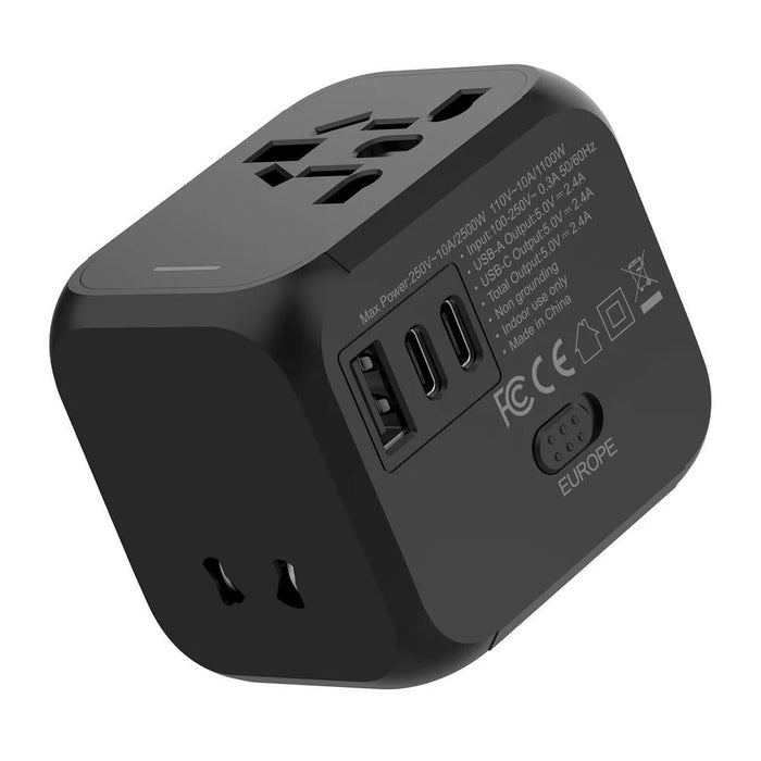 Universal Travel Adapter I Equipped with two USB-C ports, USB-A ports I Compact and convenient