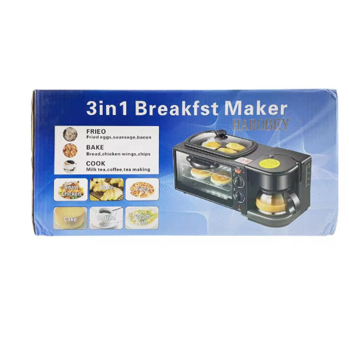 3-in-1 Breakfast Maker Machine I Multi-Functionality toaster, griddle, coffee maker, egg cooker I Intuitive controls