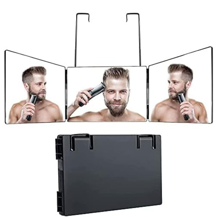 360° Portable Trifold Mirror I Three panels provide a 360-degree view I adjustable bracket I Foldable design