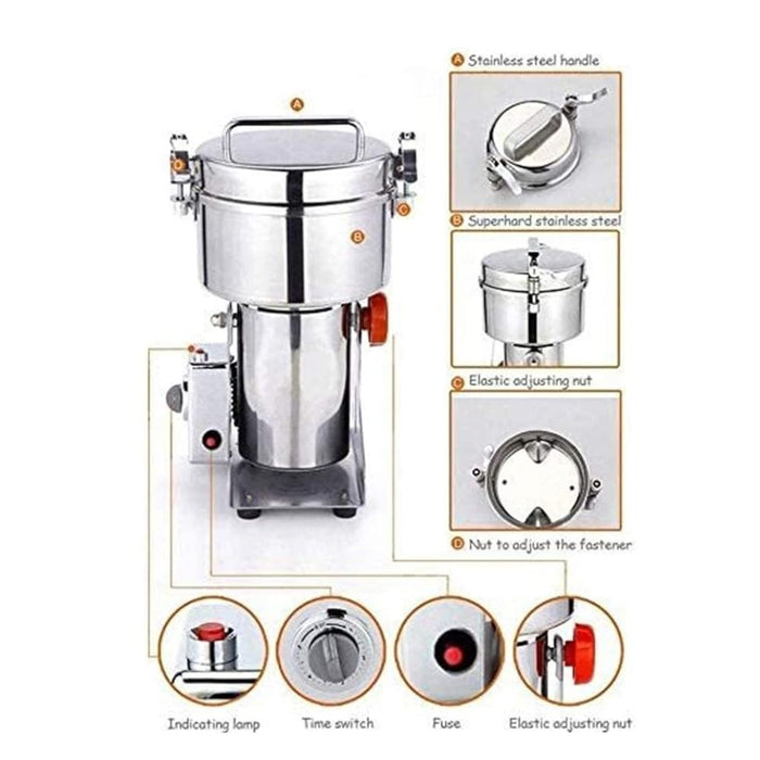 Electric Grain Grinder I Operates at 50/60 HZ I Holds up to 800g,Made with high-quality 430 stainless steel