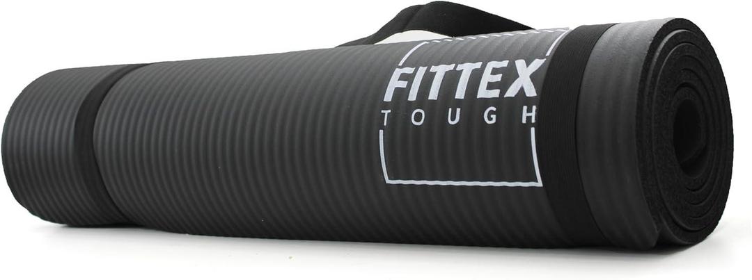 Yoga Mat With Carry Strap, 188 x 61 x 1cm, Made of Durable Non-slip 10mm Thick Material,  Extra Thick Yoga Mat with Carry Strap - 188 x 61 x 1cm, Non-Slip, Durable 10mm Thick Material, Ideal for Yoga, Pilates, and Fitness - Black, Grey,Blue