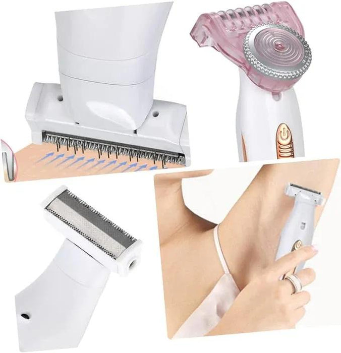 Electric Woman Epilator Lady Electric Shaver Hair Remover for Face Legs Nose Underarm, Portable Bikini Trimmer Wet & Dry Cordless Hair Removal with Detachable Head, White!