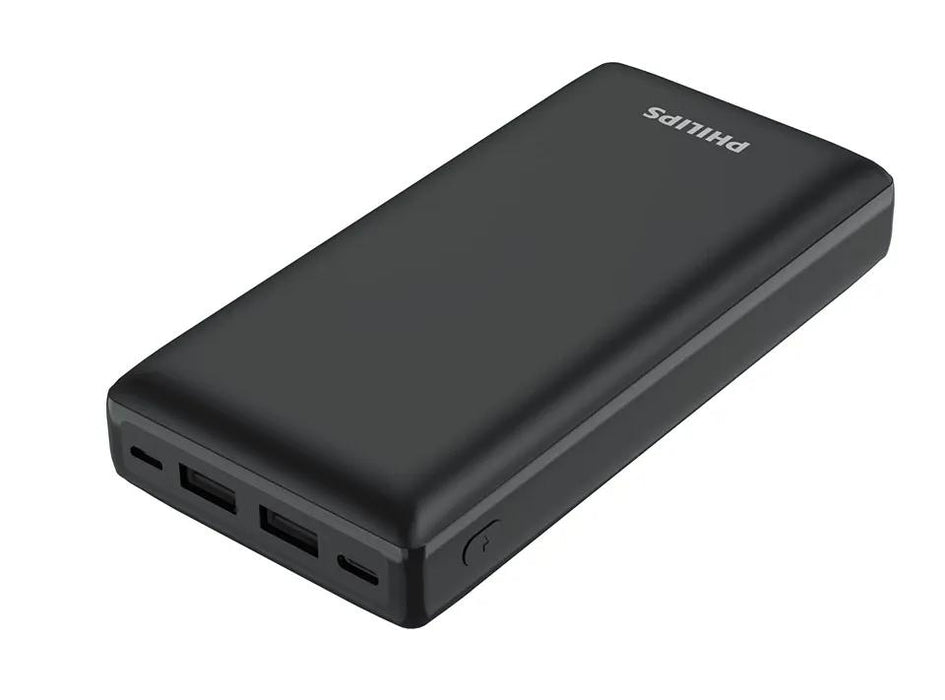 Philips 20000mAh Portable Power Bank with USB C Input Output Port and Dual USB A Ports Compatible with iphone, Android, iPod and More, Black!