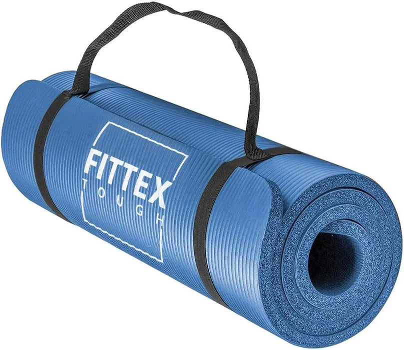 Yoga Mat With Carry Strap, 188 x 61 x 1cm, Made of Durable Non-slip 10mm Thick Material,  Extra Thick Yoga Mat with Carry Strap - 188 x 61 x 1cm, Non-Slip, Durable 10mm Thick Material, Ideal for Yoga, Pilates, and Fitness - Black, Grey,Blue