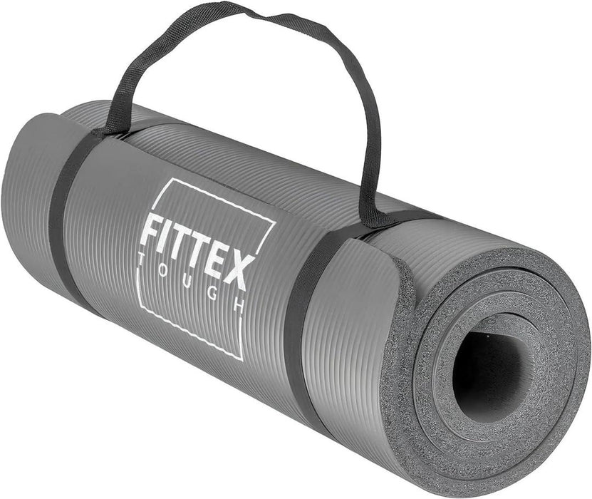 Yoga Mat With Carry Strap, 188 x 61 x 1cm, Made of Durable Non-slip 10mm Thick Material,  Extra Thick Yoga Mat with Carry Strap - 188 x 61 x 1cm, Non-Slip, Durable 10mm Thick Material, Ideal for Yoga, Pilates, and Fitness - Black, Grey,Blue