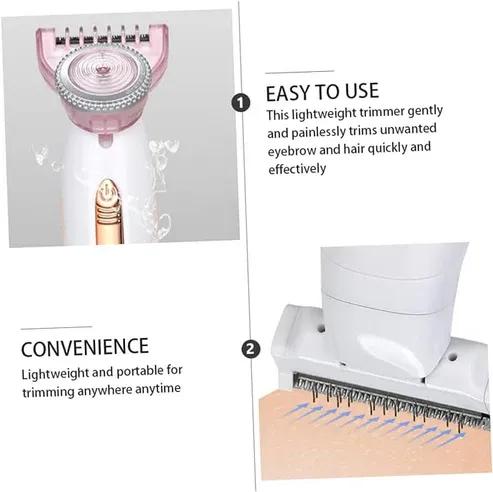 Electric Woman Epilator Lady Electric Shaver Hair Remover for Face Legs Nose Underarm, Portable Bikini Trimmer Wet & Dry Cordless Hair Removal with Detachable Head, White!