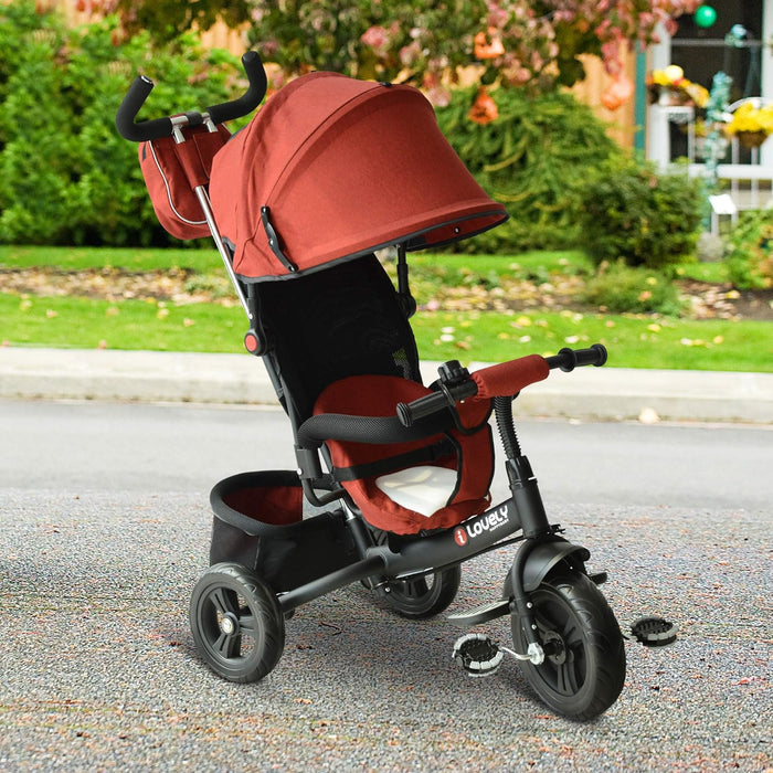 Baby Kids Children Tricycle Ride on 3 Wheels Safe Canopy Bike w/Handle (Red)