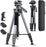 74"-Camera-Tripod, Gray Professional Aluminum Tripod Stand for Mirrorless Camera/DSLR/Cell Phone/Camcorder/GoPro, with Phone Holder and Travel Bag (Gunmetal Gray)