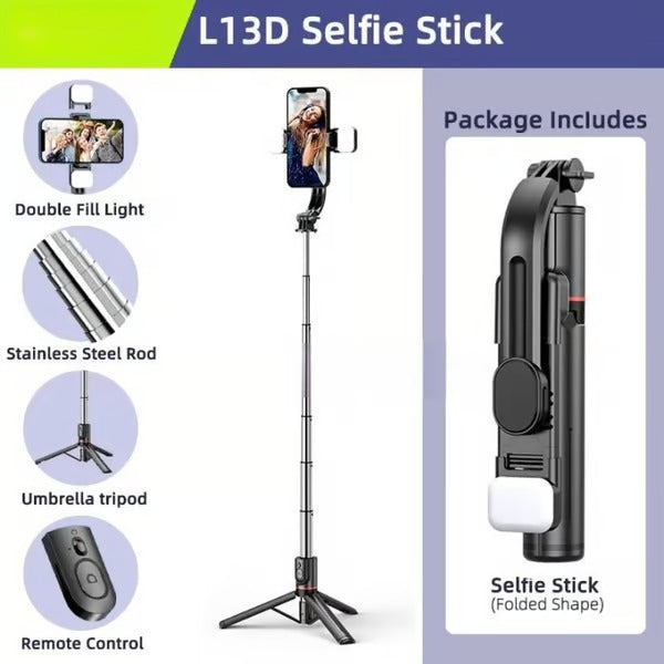 Foldable Selfie Stick Tripod,All-in-1 Phone Tripod Stand with Remote,Portable,Lightweight Tripod for for Selfies/Live/Video Recording/Travel-Black!!