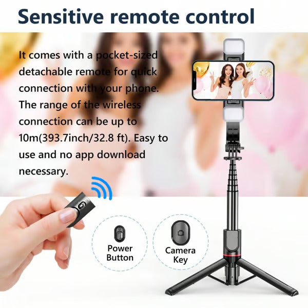 Foldable Selfie Stick Tripod,All-in-1 Phone Tripod Stand with Remote,Portable,Lightweight Tripod for for Selfies/Live/Video Recording/Travel-Black!!